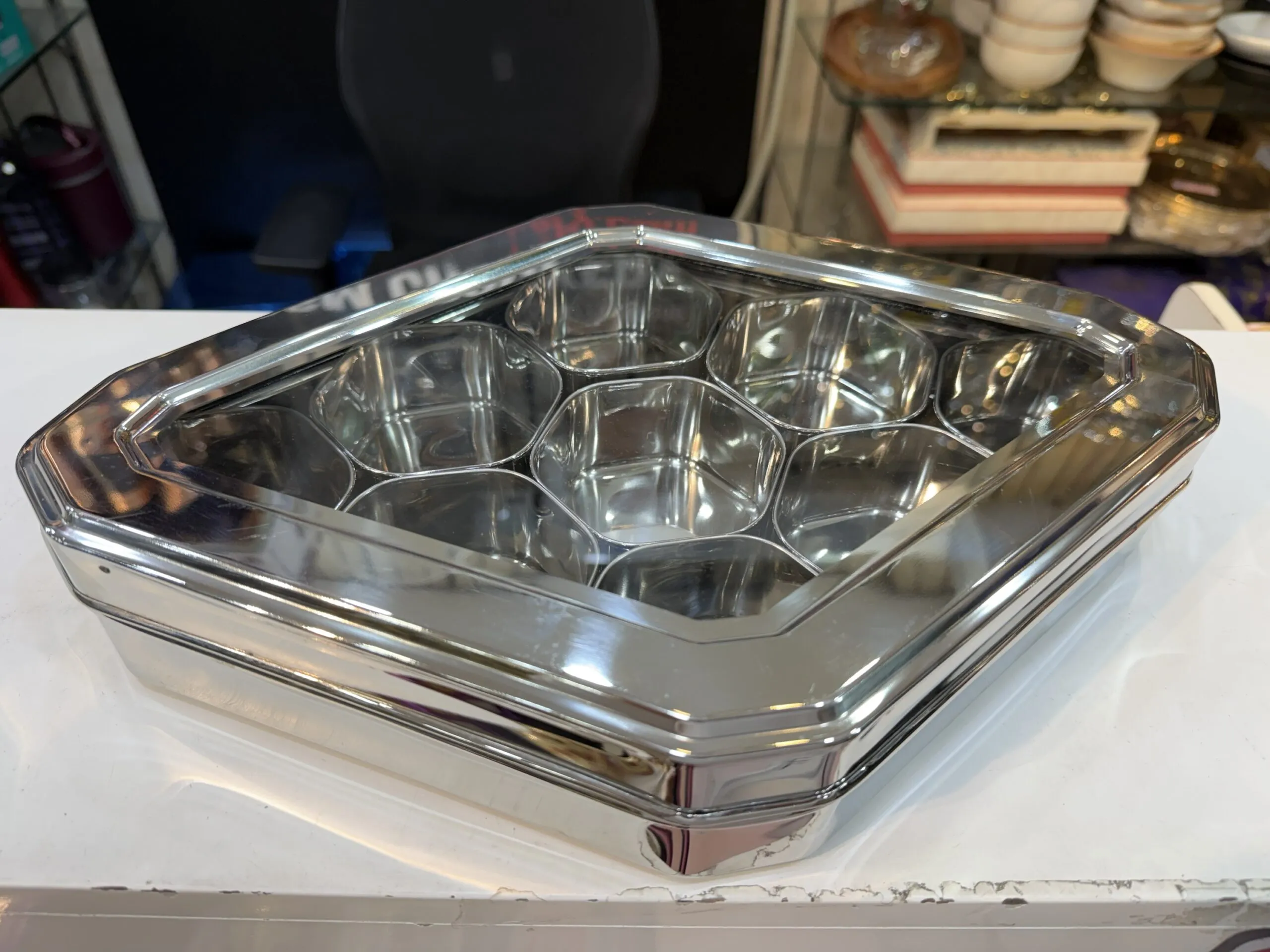 Coconut Diamond Masala box , stainless steel heavy quality