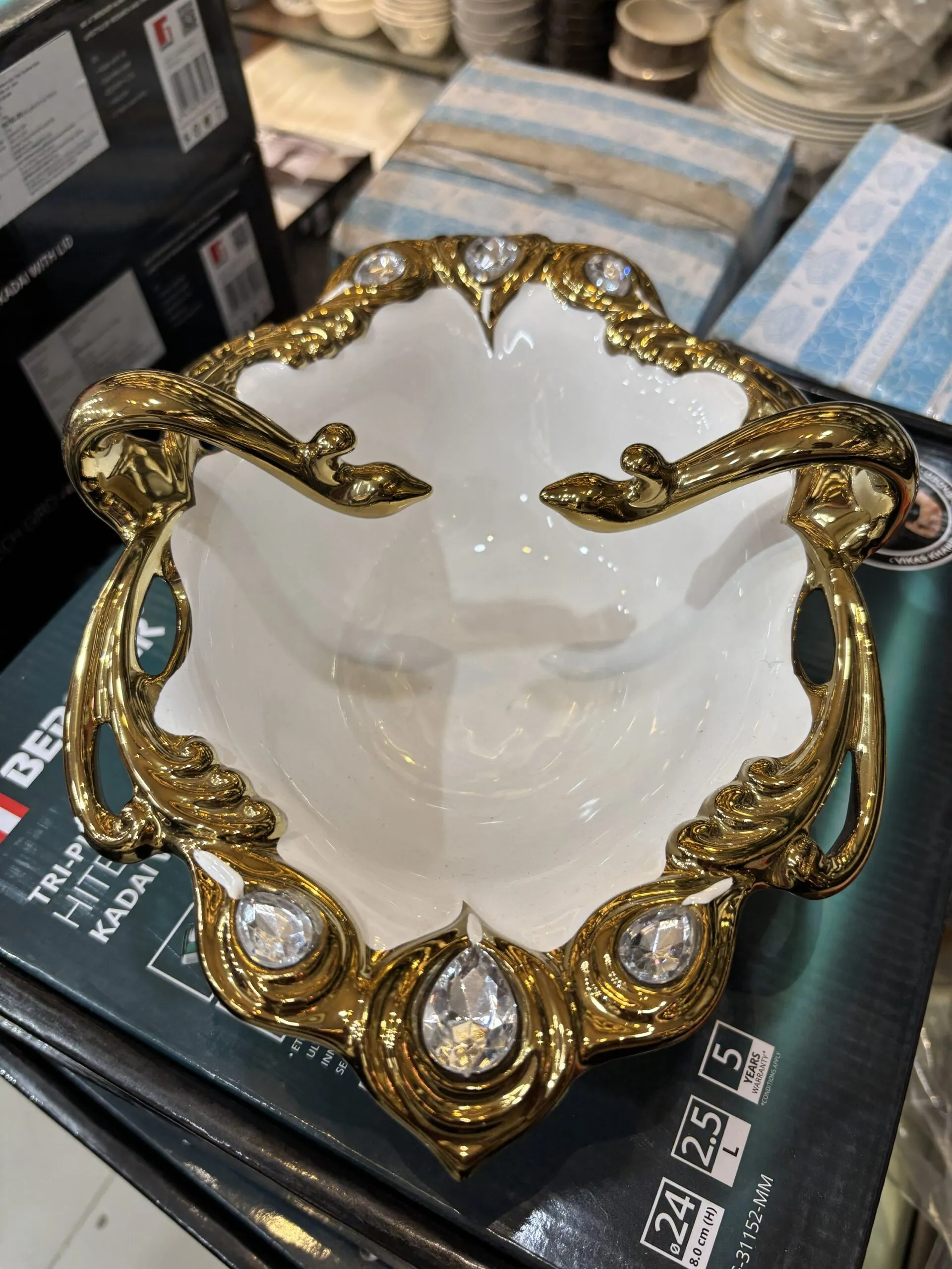 Ceramic gold plated serving set imported