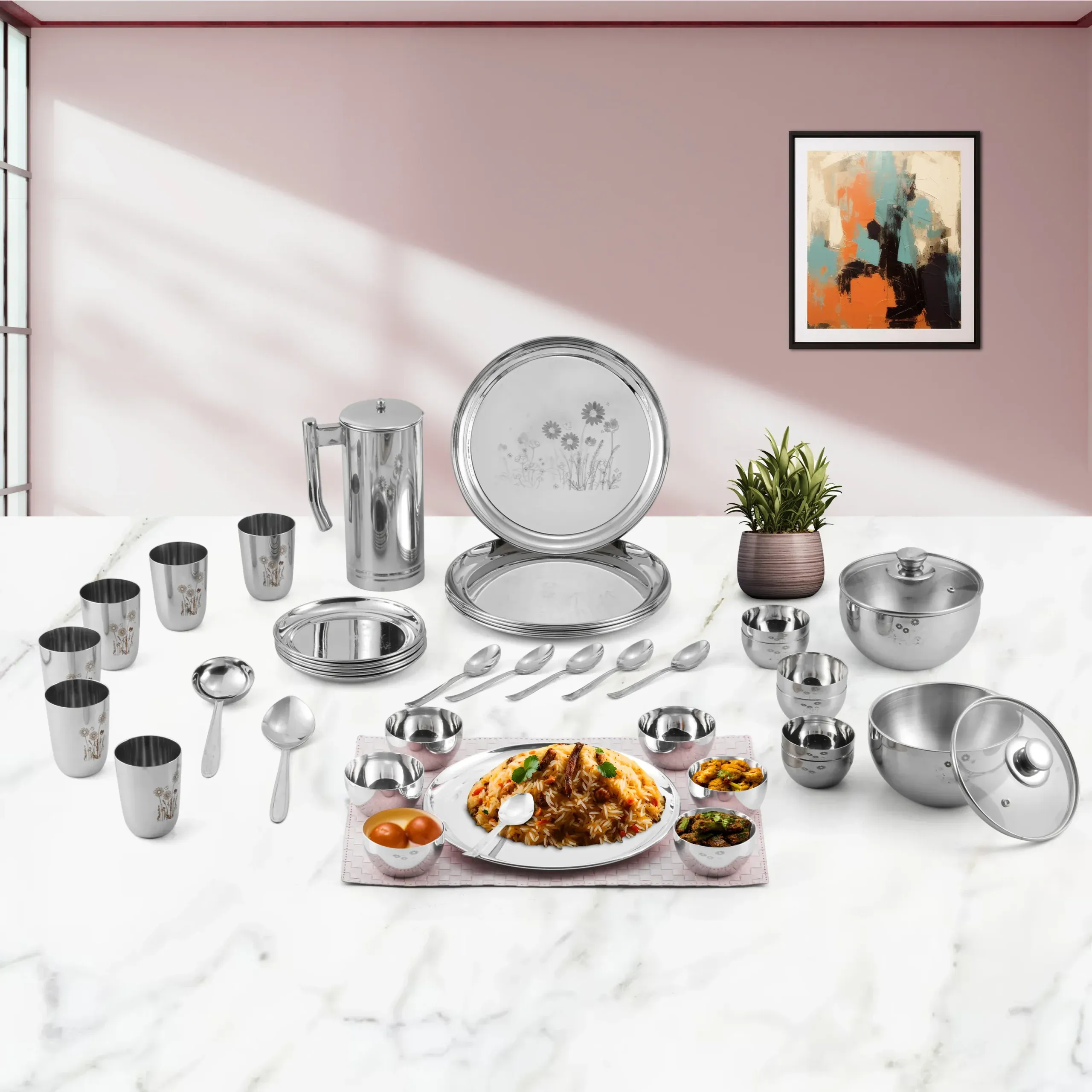 Kraft Stainlesss Steel Pattern Dinner Set 41 Pc