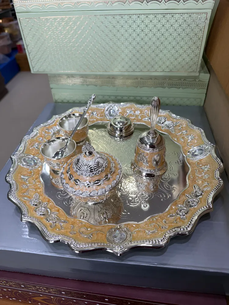 White Metal Pooja Thali set