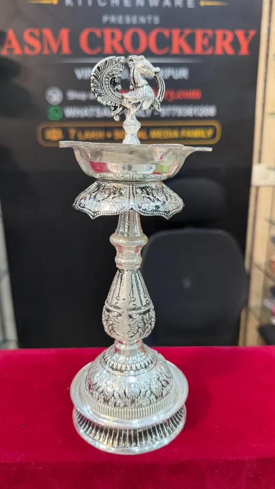 Arti Samai Diya 10 inch Silver plated 