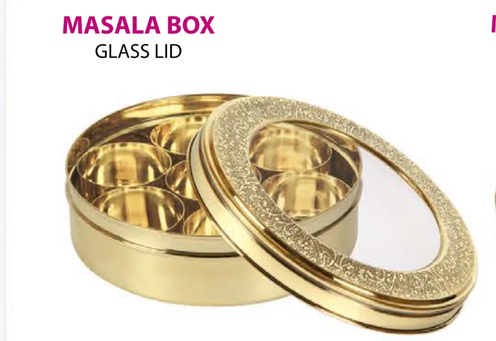 Global Brass Masala Dani Glass lid