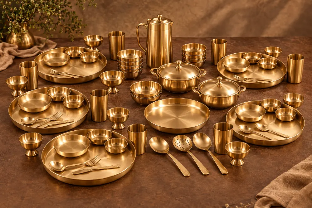 Kansyam 68 pieces pure bronze dinner set
