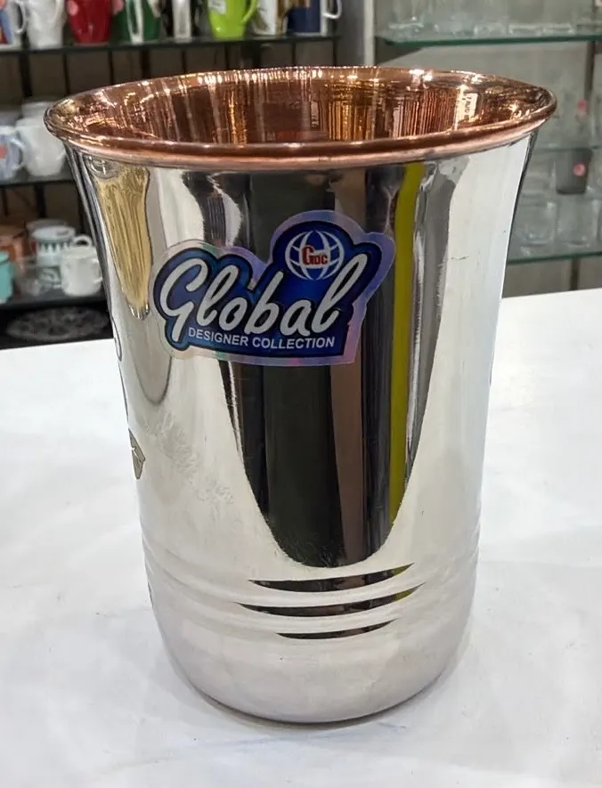 Copper glass set of 6 with steel layer outside