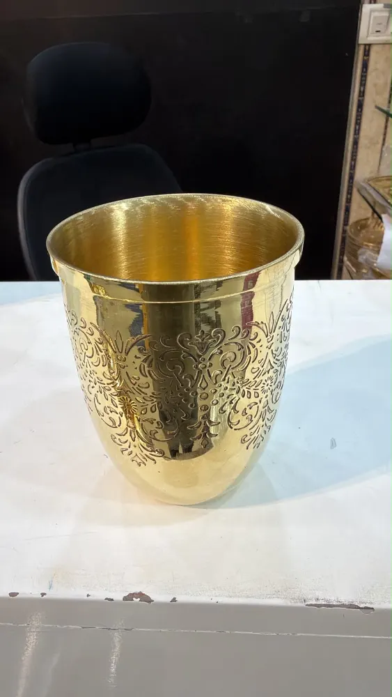 Brass glass set of 6 with engraving 