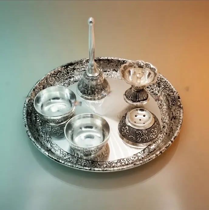 Silver Plated Pooja Thali Set