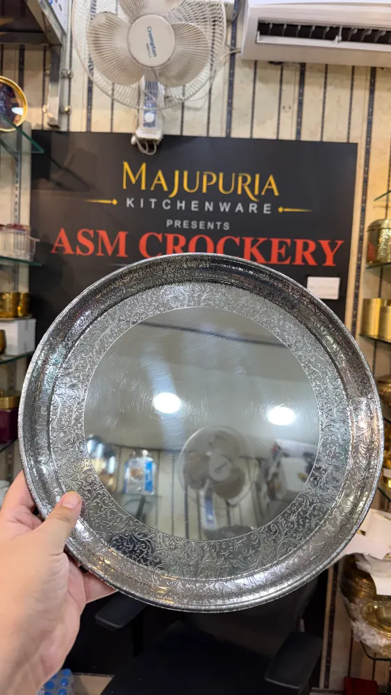 Stainless steel thali set with etching design