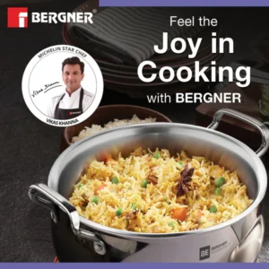 bergner rice handi with glass lid