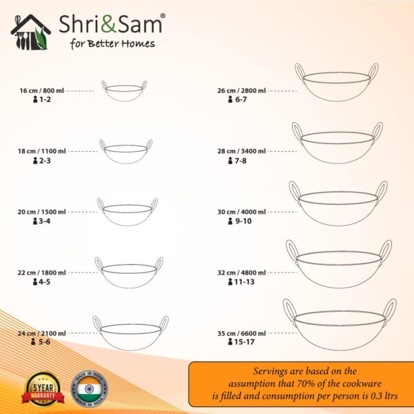 Shri and Sam heavy stainless steel hammered kadhai