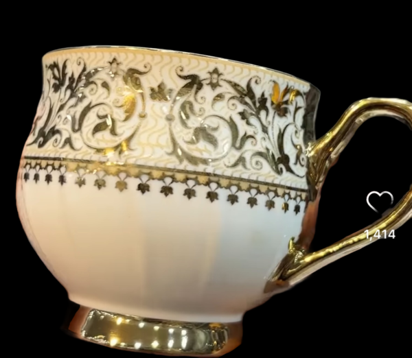 Premium Jaipur Ceramic tea set with gold work