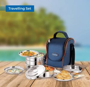 Travelling tiffin set stainless set 25 pieces tiffin set cum picnic set Large size