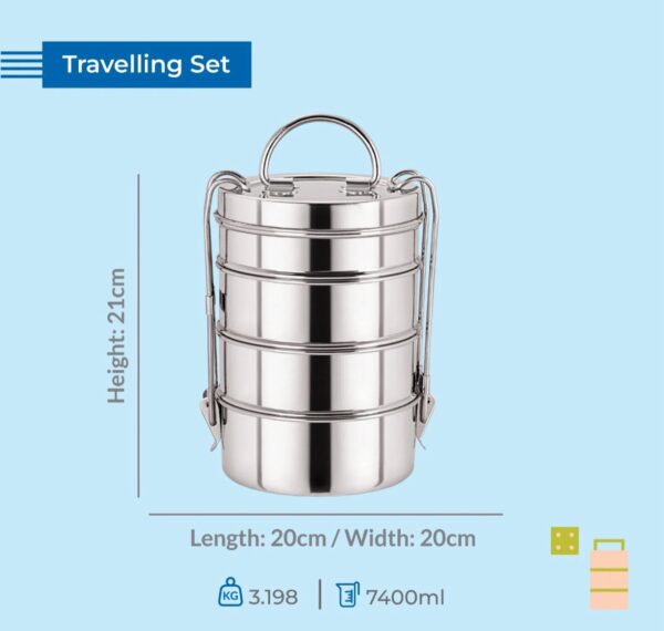 Travelling tiffin set stainless set 25 pieces tiffin set cum picnic set Large size - Image 3