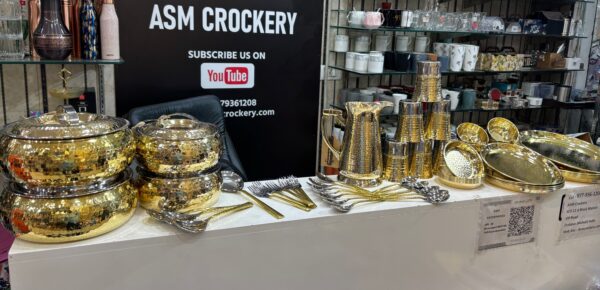 Lily Brass Hammered Dinner set 63 pieces - Image 2