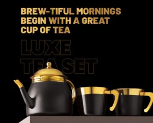 Luxe kettle plus cups tea set