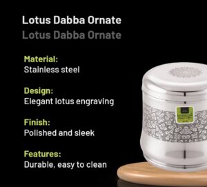 Lotus Dabba Ornate | Stainless Steel Storage Container