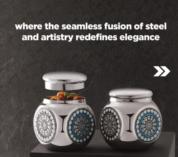 Antique containers blue, stainless steel, set of 2