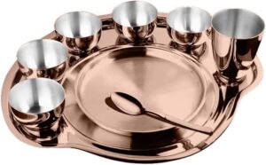 Shri and Sam Rose Gold Thali set- 9 pc