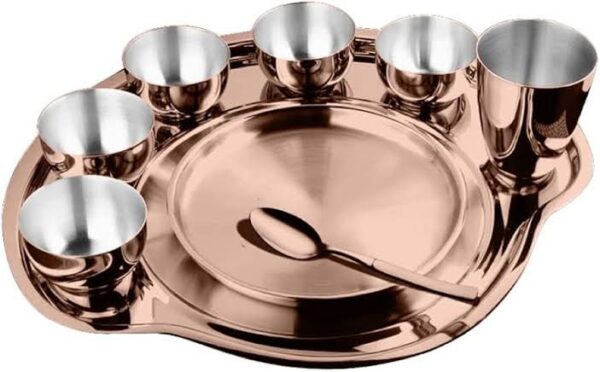 Shri and Sam Rose Gold Thali set- 9 pc
