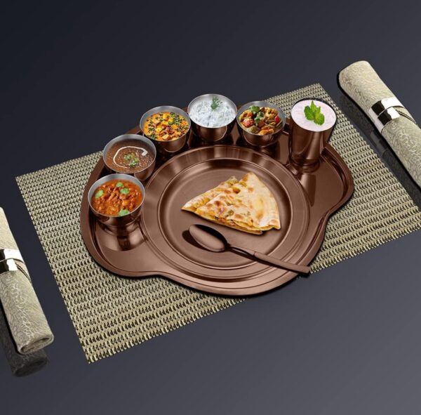 Shri and Sam Rose Gold Thali set- 9 pc - Image 2