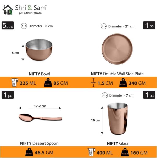Shri and Sam Rose Gold Thali set- 9 pc - Image 3