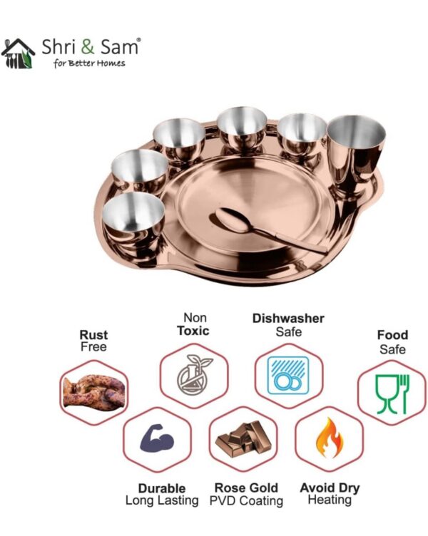Shri and Sam Rose Gold Thali set- 9 pc - Image 6
