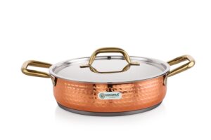 Coconut Serene Stainless Steel Hammered Design Capsulated Skillet For Cook n Serve with Lid