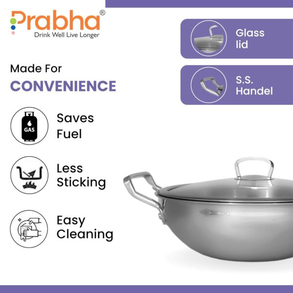 Prabha Elante Triply Kadai with Glass Lid