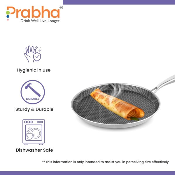 Prabha Stainless Steel Dosa Tawa | Dosa Tava Non Stick Marble Coating Induction Base & Gas Stove Compatible - Image 5