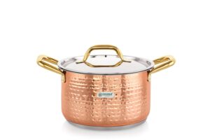 coconut Serene Stainless Steel Copper Polish Hammered Design Capsulated Stockpot for Cook n Serve