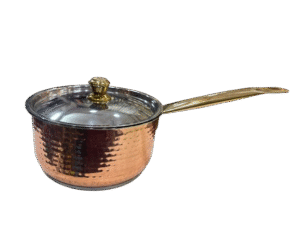 Coconut Serene Copper Coated Saucepan, Hammered Look