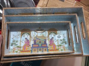 3 Pieces Wooden Tray Two queen design code O