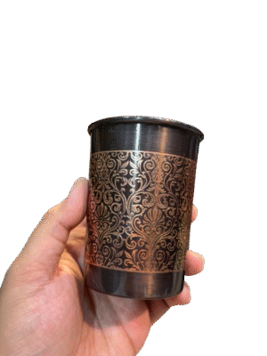 Copper glass set of 2 with etching work