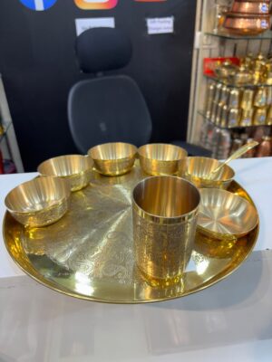 Lily Maharaja Brass Thali Set 9 pieces
