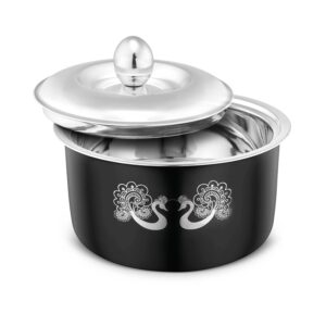 FNS Hazel Black Stainless Steel Casserole | Premium Double Wall Insulated Hot Pot with Self-Locking Press Lid