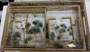 Wooden gift set trays, napkin holden and coster 4 pieces set Code 3