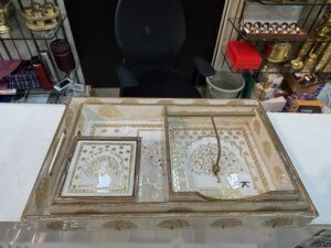 Wooden gift set trays, napkin holden and coster 4 pieces set Code K