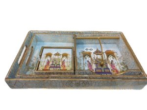 Wooden gift set trays, napkin holden and coster 4 pieces set Code OO