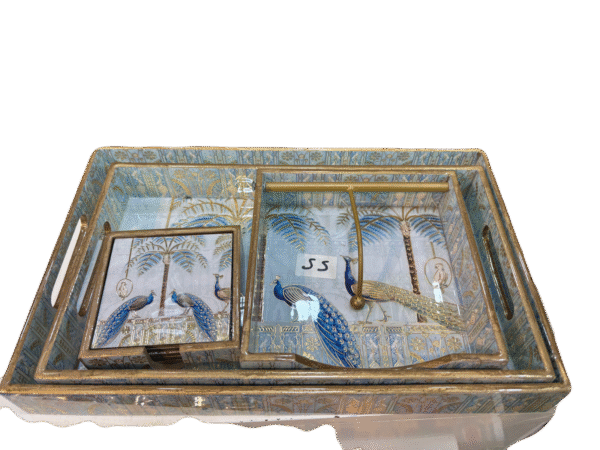 Wooden gift set trays, napkin holden and coster 4 pieces set Code 55