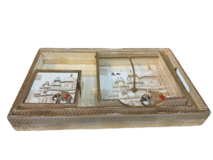 Wooden gift set trays, napkin holden and coster 4 pieces set Code 20