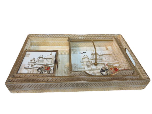 Wooden gift set trays, napkin holden and coster 4 pieces set Code 20