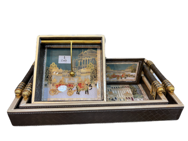 Leather tray gift set 4 pieces set, code 1