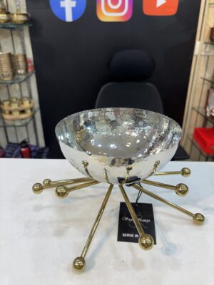 Spider steel serving bowl with stand