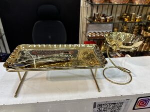 Rs Golden platter set with bowl and stand