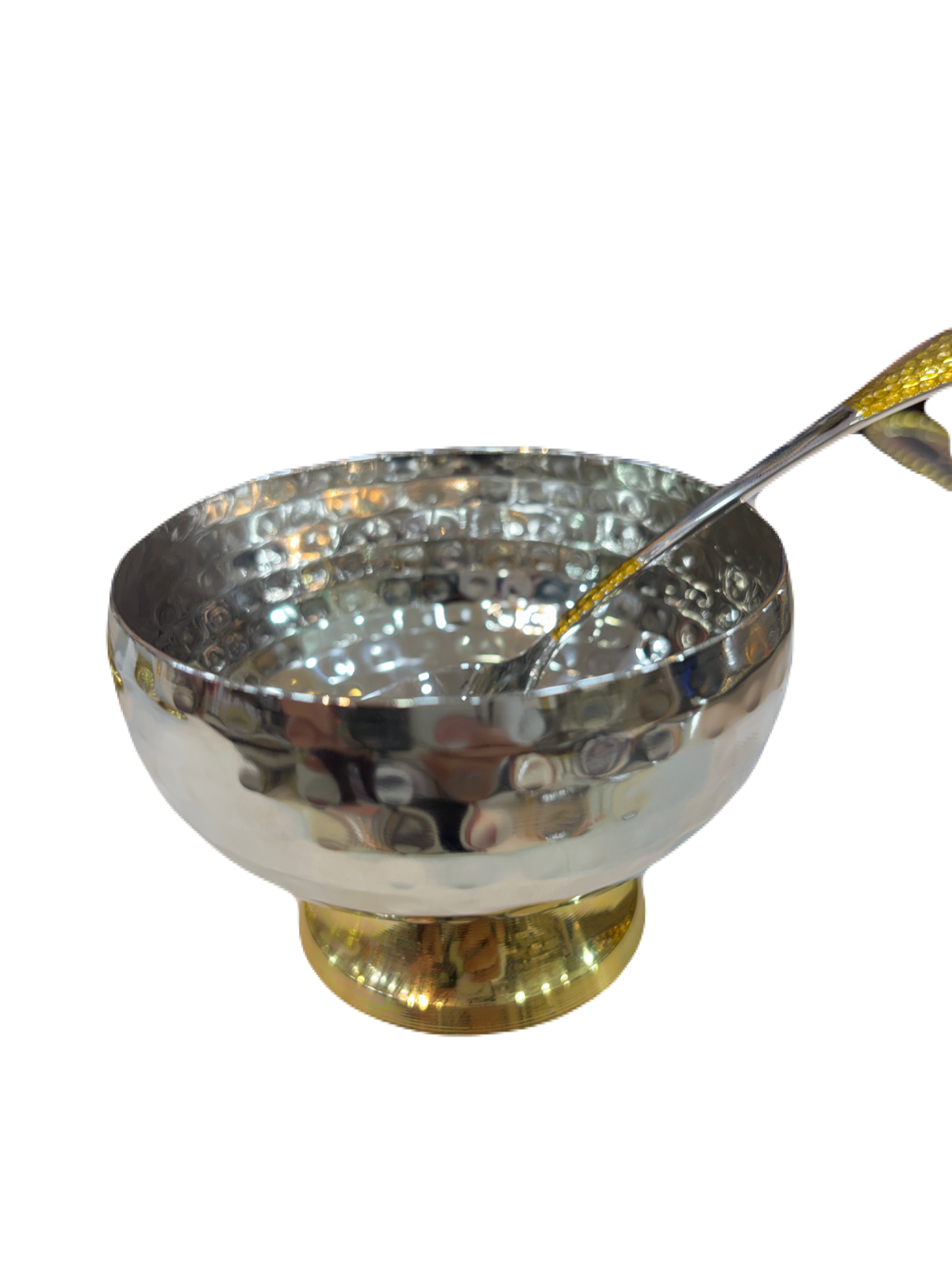 Expo Steel plus Brass Ice cream set 13 pieces, Hammered Design - Image 2