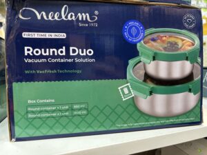 Neelam vaccum seal stainless steel box duo with pump 650 ml and 1500 ML