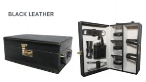 Leather Bar set 3 glasses, black