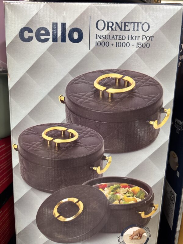 Cello Ornetto Casserole set of 3, Black colour 1000, 1000 and 1500 ml - Image 2