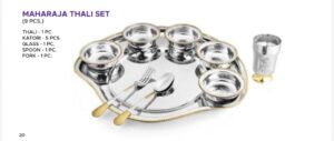 Expo Maharaja thali set steel with peetal outer coating