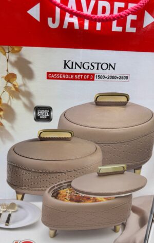 Jaypee Kingston casserole set of 3, melamine lid brown,1500 ml, 2000 ml and 2500 ml