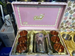 Copper lemon set with 6 glasses and 1 jug